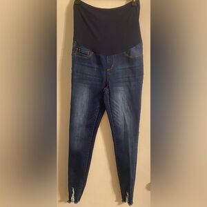 Maternity dark blue jeans with dark blue band